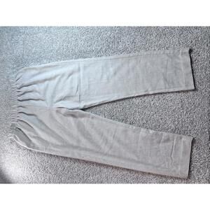 Light Beige linen Elastic Waist Pants with Straight Leg